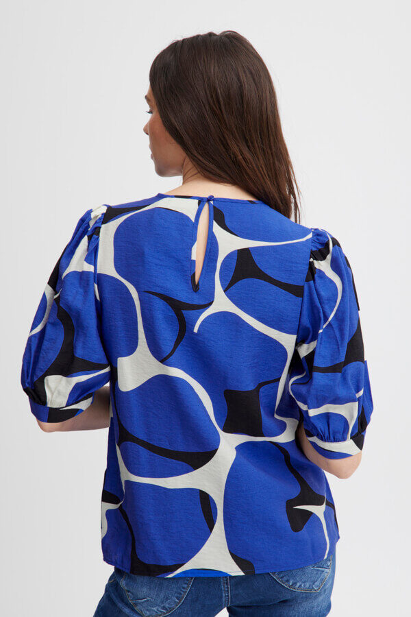 Koboltblå mønstret bluse