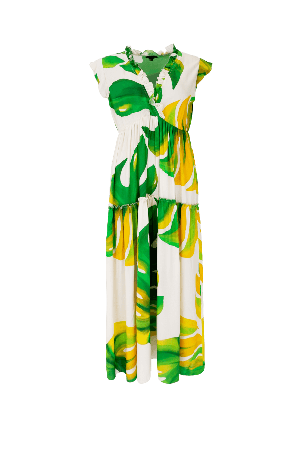 Grøn blomstret kjole