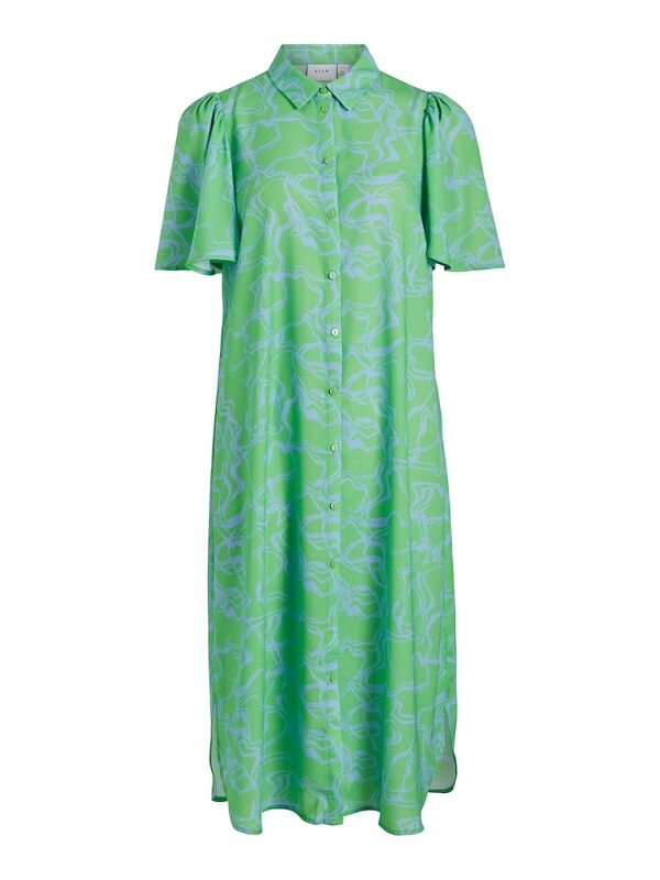 Printet grøn kjole