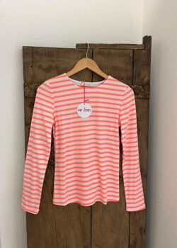 Stribet koral farvet bluse